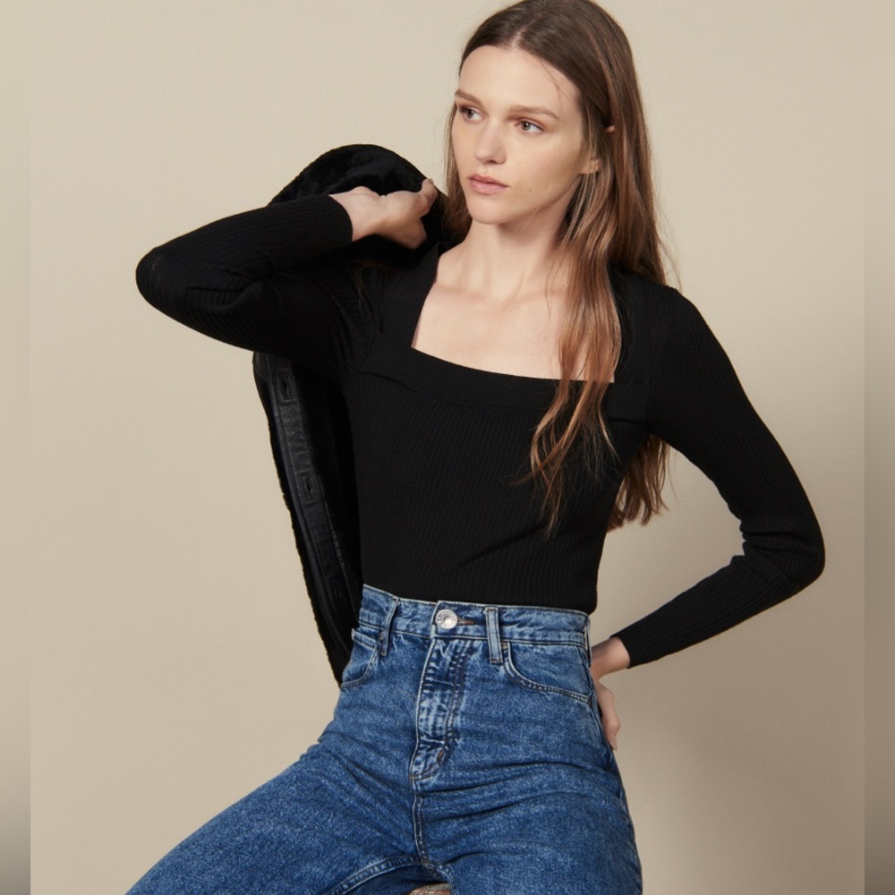 Sandro Square Neck Sweater